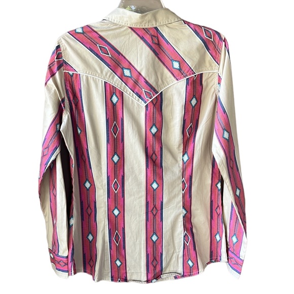 Wrangler Retro New w Tag Women's Pearl Snap Sz M Aztec Print Button Down Top - Picture 6 of 7